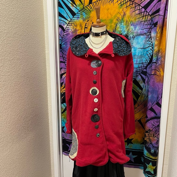 🌈 Amazing fleece patchwork art jacket - Picture 3 of 13